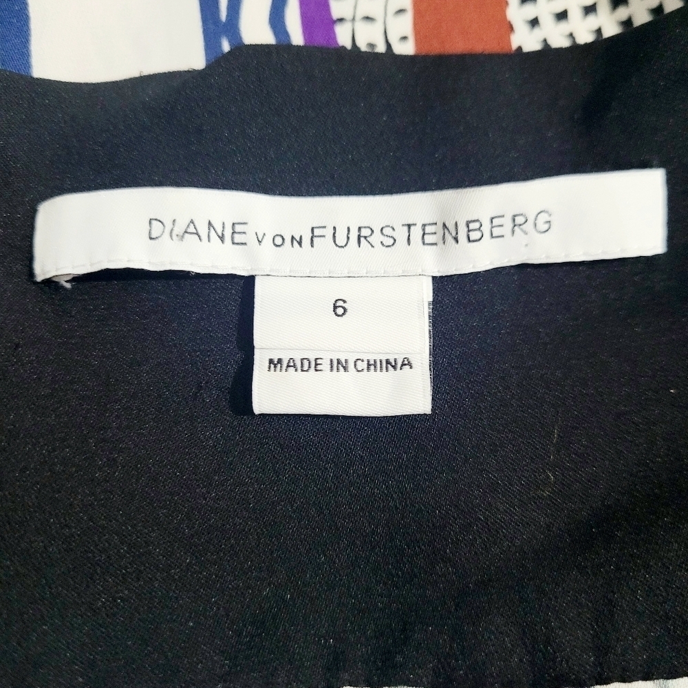 Diane von Furstenberg Silk Blend Shift Dress Women’s Size 6 Geometric Print - Picture 11 of 14